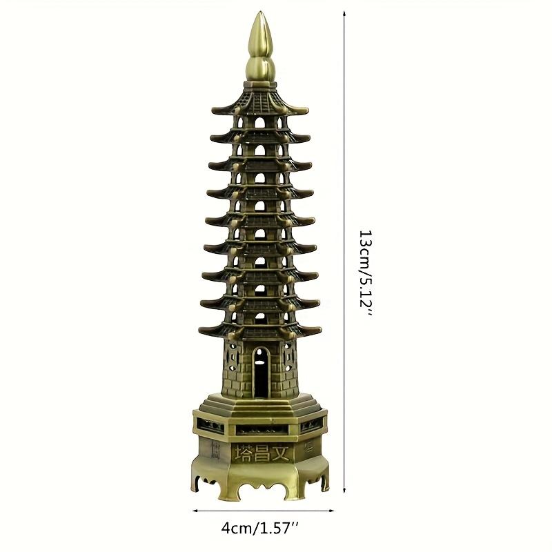 

Feng Shui 9-Levels Alloy 3D Model Chinese Wenchang Pagoda Tower Crafts Statue Souvenir Home Decoration Metal Handicraft