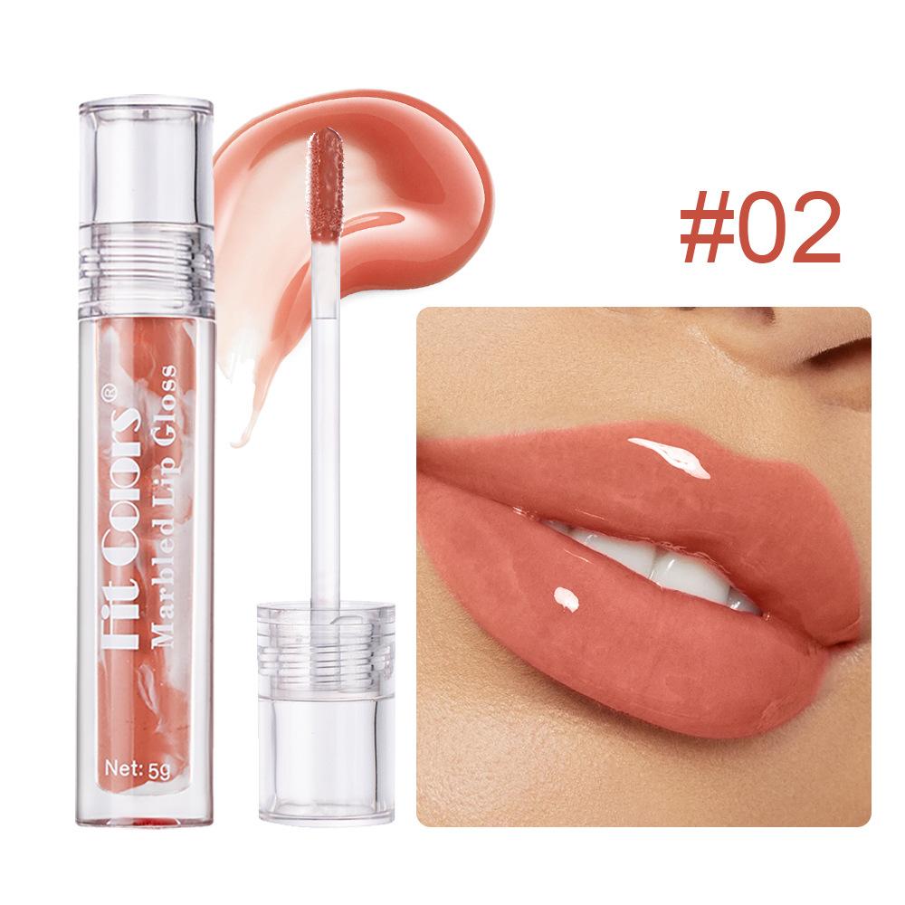 Fit Colors Marbled Mirror Lip Gloss, 5 Vibrant Shades, Moisturizing Hydrating Long-Lasting Liquid Lipstick, Non-Sticky Formula