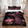3PCs Peacock Floral Pattern Design Cover Set, Breathable Fabric(1 Duvet Cover + 2 Pillowcases) (Without Quilt) Yy250911191
