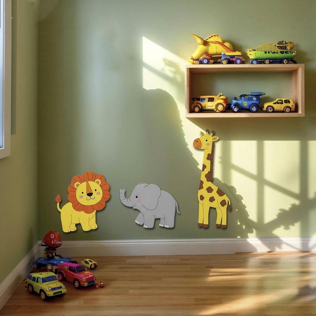 Cute Cartoon Train & Rainbow Wall Decor, Wooden Hanging Art for Kids Room