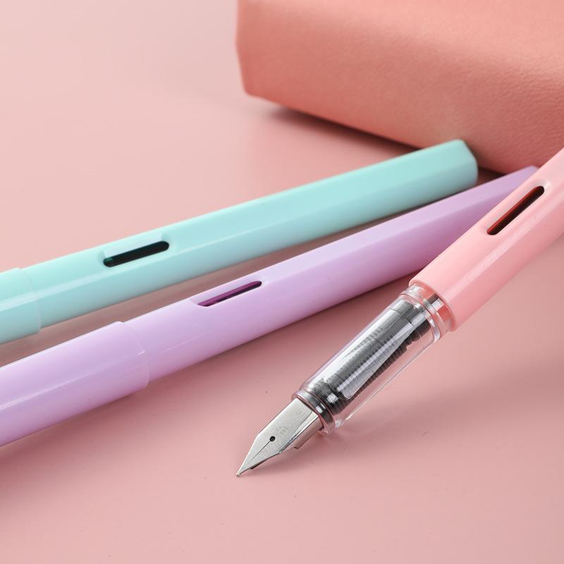 Macaron Color Primary School Students' Positive Posture Writing Pen Can Be Replaced With Ink Bag Ef Bright Tip 0.38Mm Pen