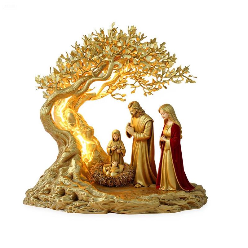 Piece Desktop Decoration Acrylic Ornament Jesus and the Tree of Life Newborn Home Decora Ornament Children's Gift Holiday Gift