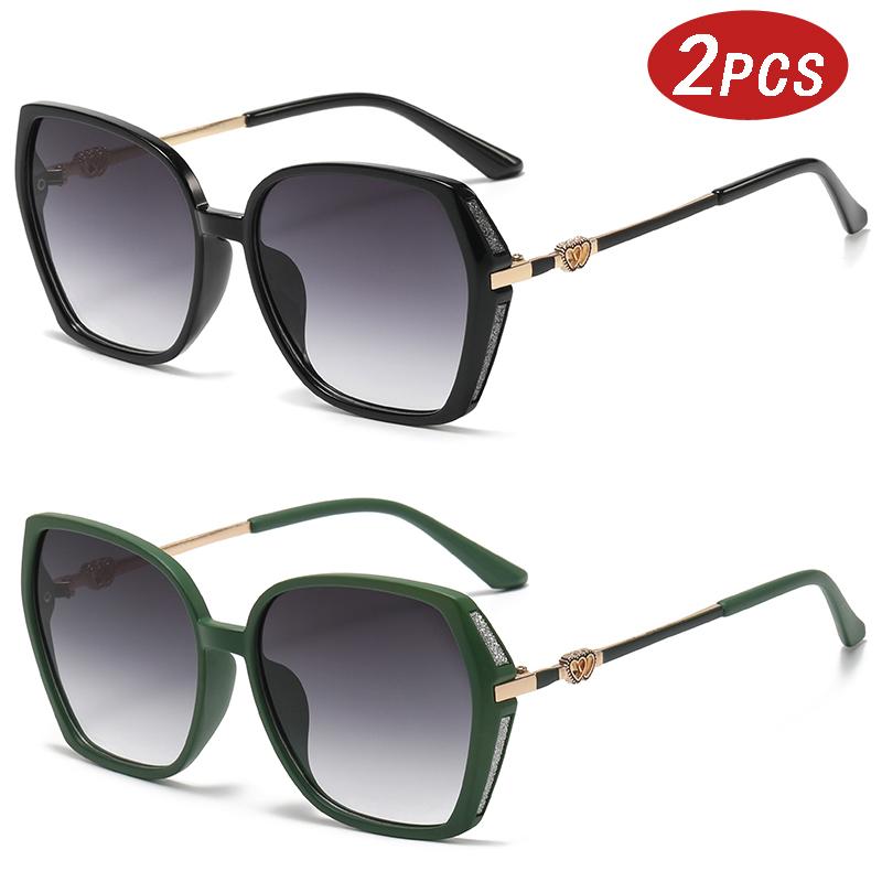 

2 шт. Винтажные Прямоугольные Солнцезащитные Очки в Большой Рамке Модный Женский Стиль Солнцезащитные Очки Женские Винтажные Очки с Градиентом Очки UV400 show as picture