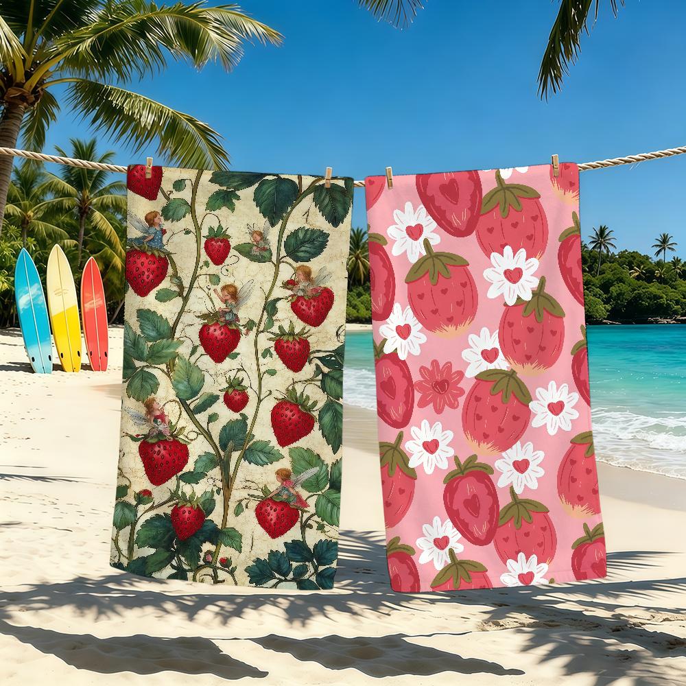 Strawberry Cute Anime Towel For Outdoor Camping Beach Towel Super Absorbent Quick-Drying Summer Towel