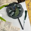 Chinese Style Double Sided Embroidery Fan Long Handle Vintage Hand Fan Dance Fan  Party