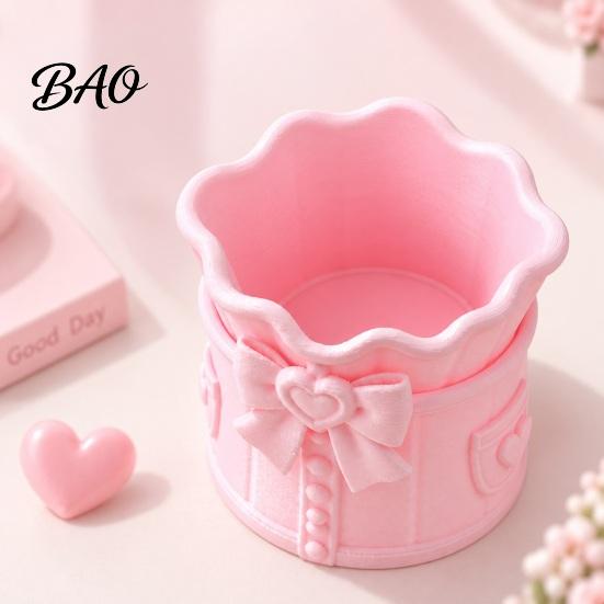 Decorative Pen Holder Pink Bow Makeup Brush Holder, 3D Printed Desk Organizer, Cosmetic Organizer Brushes & Storage Cup for Vanity Decoration