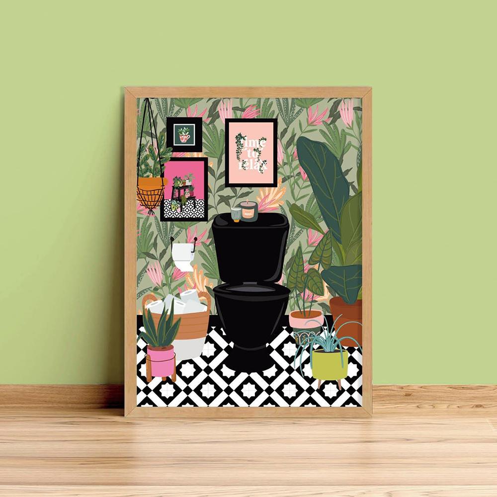 Tropické rostliny Loo Koupelnové rostliny Severský plakát Dekorace se zelenými listy