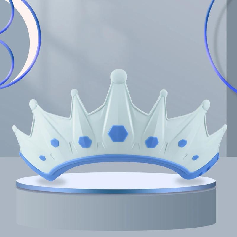 Children Waterproof Shampoo Cap Crown Baby Shower Cap Adjustable Size Cartoon Bath Visor Infant Hair Shield Ear Protection
