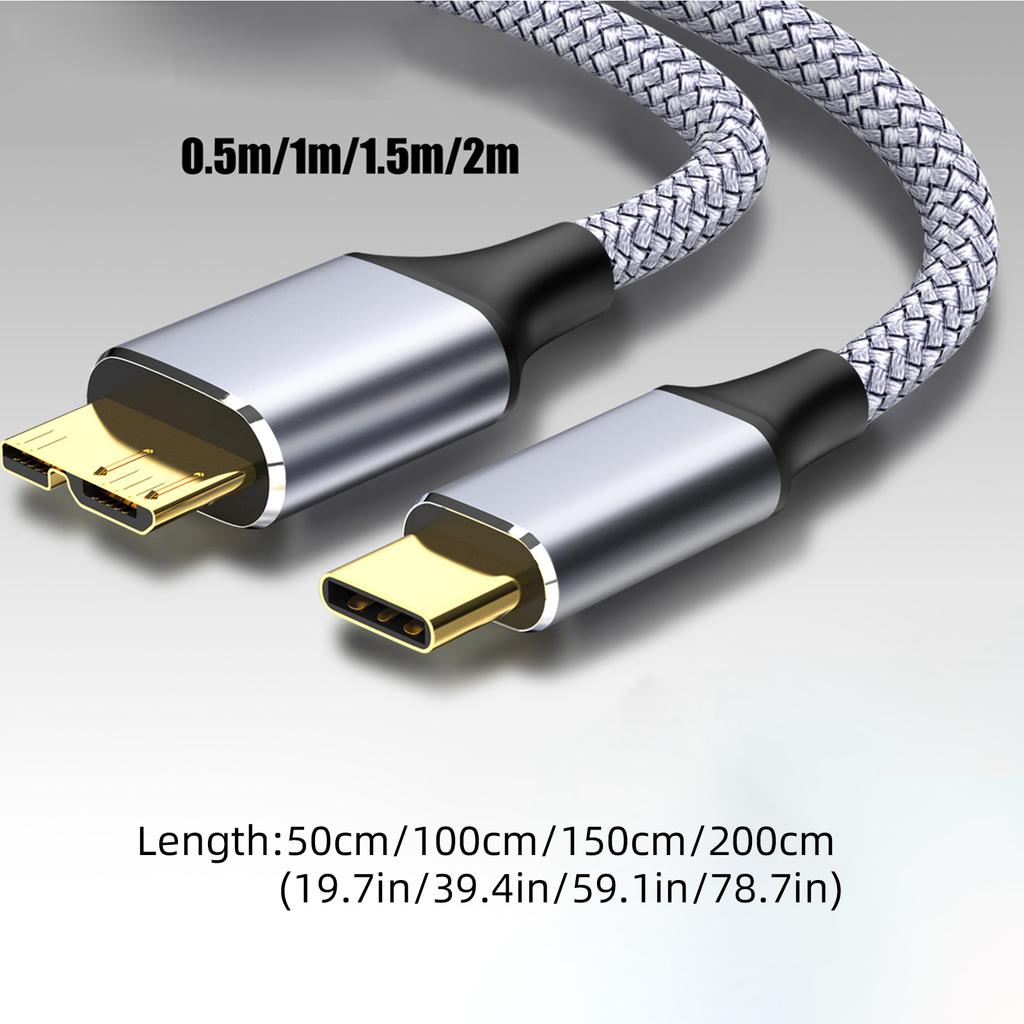 Type C To MicroB Fast Data Charge Connectors Cable with 5Gbps Transfer Rate for Hard Drive and Mobile Devices