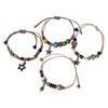 4pcs Adjustable Ethnic Style Bracelet Pine Cone and Star Pendants Handchain Handwoven Beaded Bangles for Casual Wear