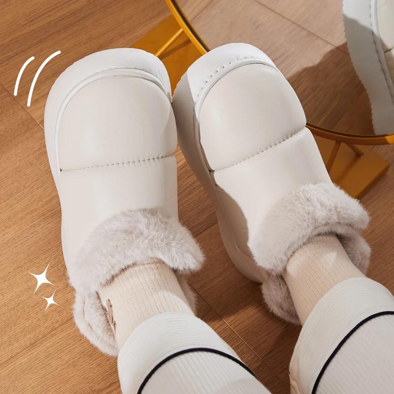 Fashion 2024 New Waterproof Snow Boots for Women Platform Soft Sole Plush Warm Winter Boots  Non Slip Fluffy Faux Fur Cotton Shoes