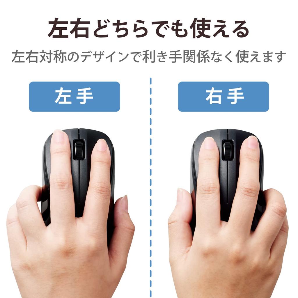 ELECOM Wireless Mouse, Bluetooth, 3 Buttons, Medium Size, Black (M-BY11BRKBK)