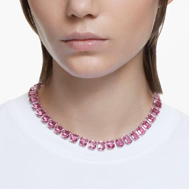 Swarovski Milleni Octagonal Cut Crystal Necklace Women Necklace Pink 5608807