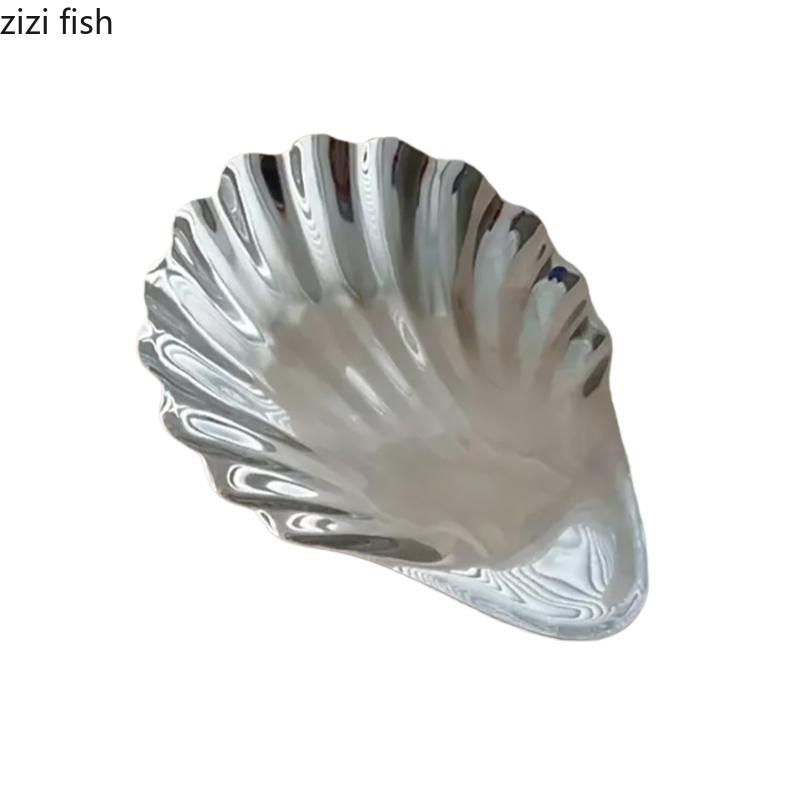 304 Stainless Steel Shell Plate Metal Cheese Plate Dessert Dish Jewelry Storage Plate Decorative Dish Featured Tableware