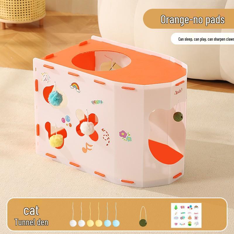 Multifunctional Cat Villa: Self-Amusement Toy with Scratching Board, Tunnel, Bed, and Climbing Frame for Boredom Relief