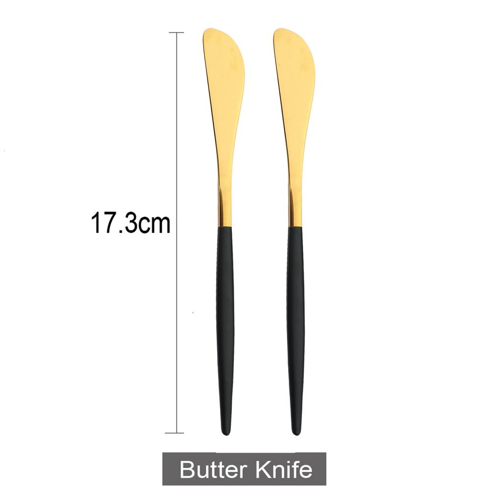 Black Gold Butter Knife Matte Stainless Steel Cutlery Cheese Dessert Jam Spreaders Cream Knifes Gold Dessert Tool Utensil