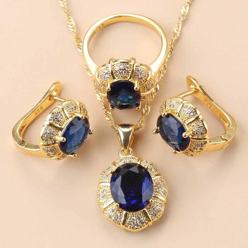 New Fashion Occident Style Black Zircon Luxurious Gold Plated  Necklace Jewelry Sets For Women Clip Earrings And Ring