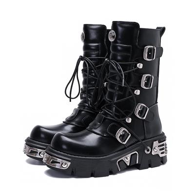 Retro Rock Shoes Boots For Both Men And Women  New Dark Punk Leather Shoes Metal Niche Motorcycle Platform Shoes For Women