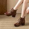 2026 Autumn and Winter Thick Heel Short Boots Women's Leather Shoes New Round Toe Retro Versatile Temperament Single Boot