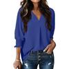 Women's Fashion V-Neck Casual Solid Color Three-Quarter Sleeve Top