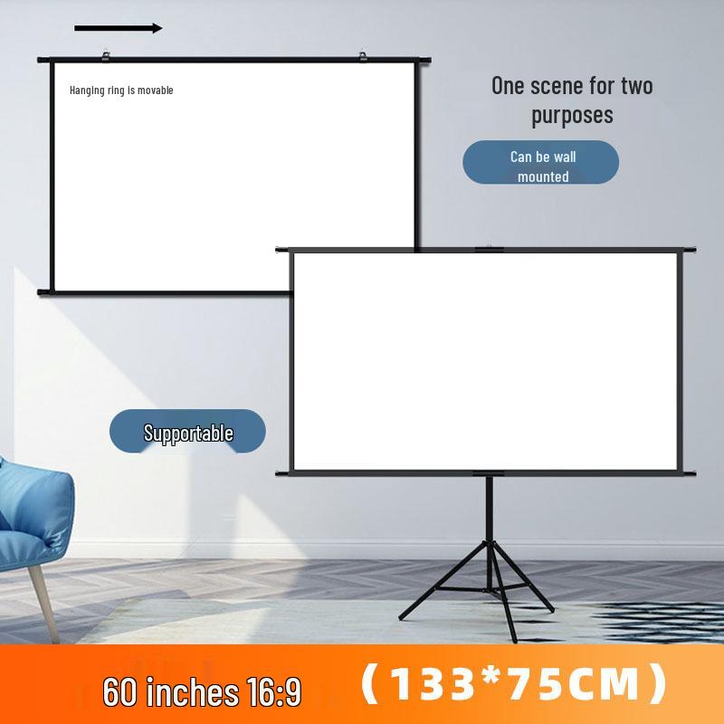 100-Inch Portable HD Projector Screen with Stand - Wall-Mountable, Anti-Light, Movable, for Home and Outdoor Use