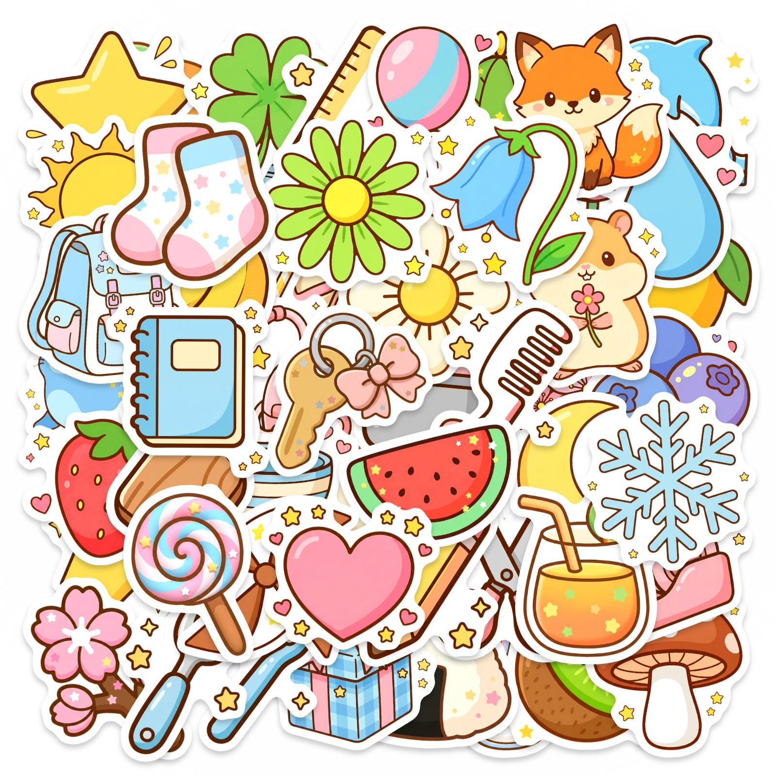 

50 Cute Cartoon Stickers Waterproof Hand Account Graffiti Decoration Children S Creative Stationery Stickers Small Fresh