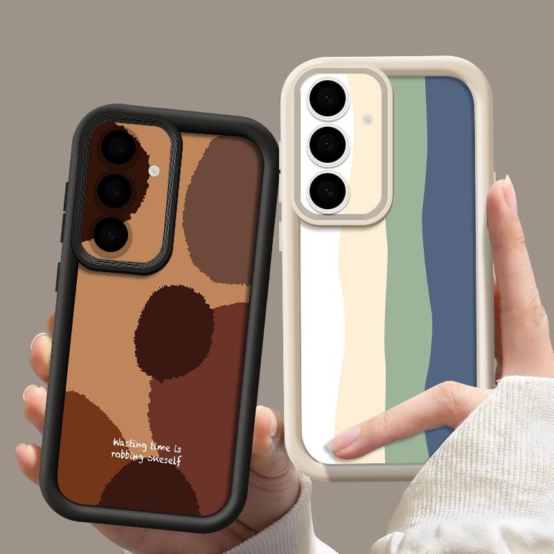 Floral Stripe Pattern Case For Samsung A57 A37 A27 A17 S26 Ultra S25 FE A56 A36 A16 A55 A35 A15 A54 5G S21 S22 S23 S24 Plus Shockproof Bumper Cover