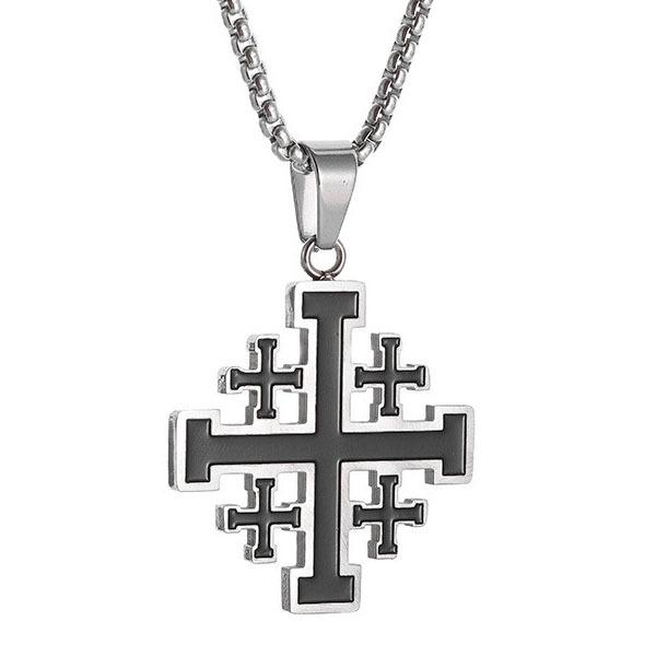 Religious Jewelry Men New Cross Necklace Stainless Steel Hip Hop Personalized Pendant