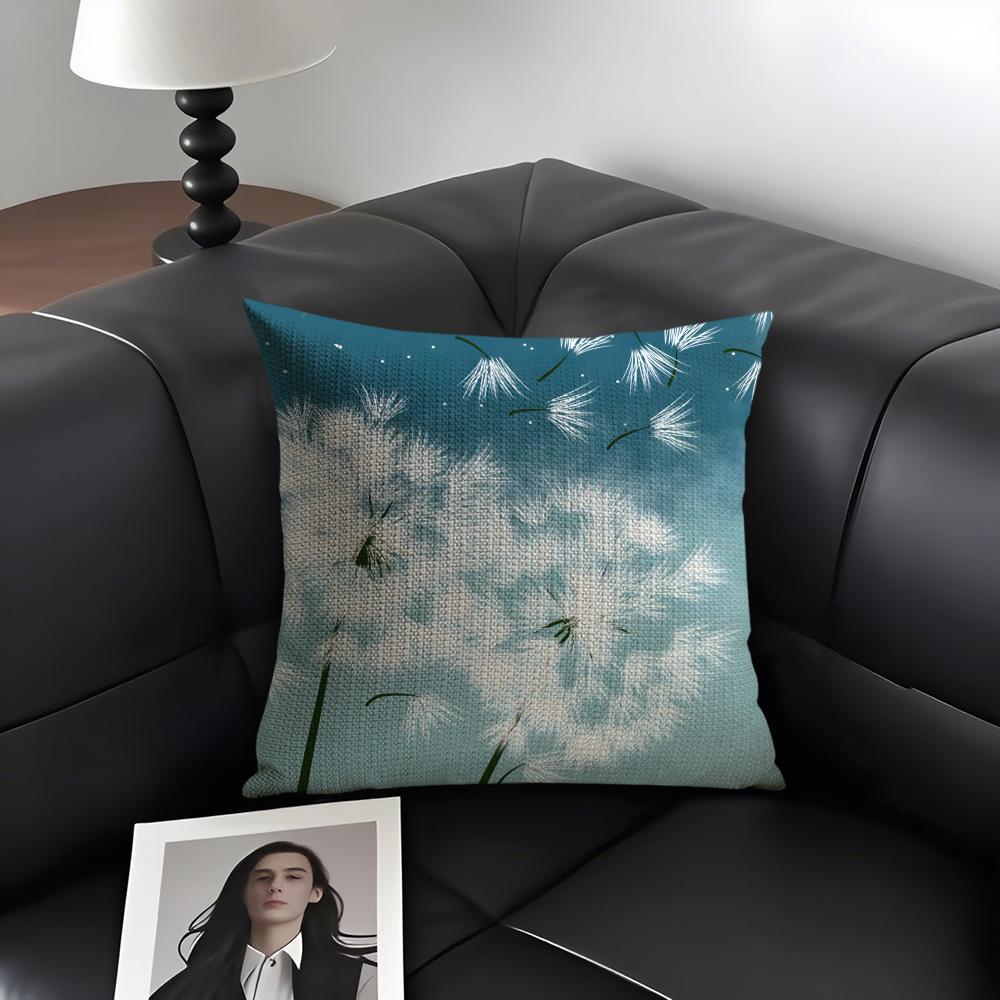 Dandelion Fashion Cushion Cover Natural Linen Organic Fabric DoubleSided Printing Sofa Home Decor Gift Pillow Case