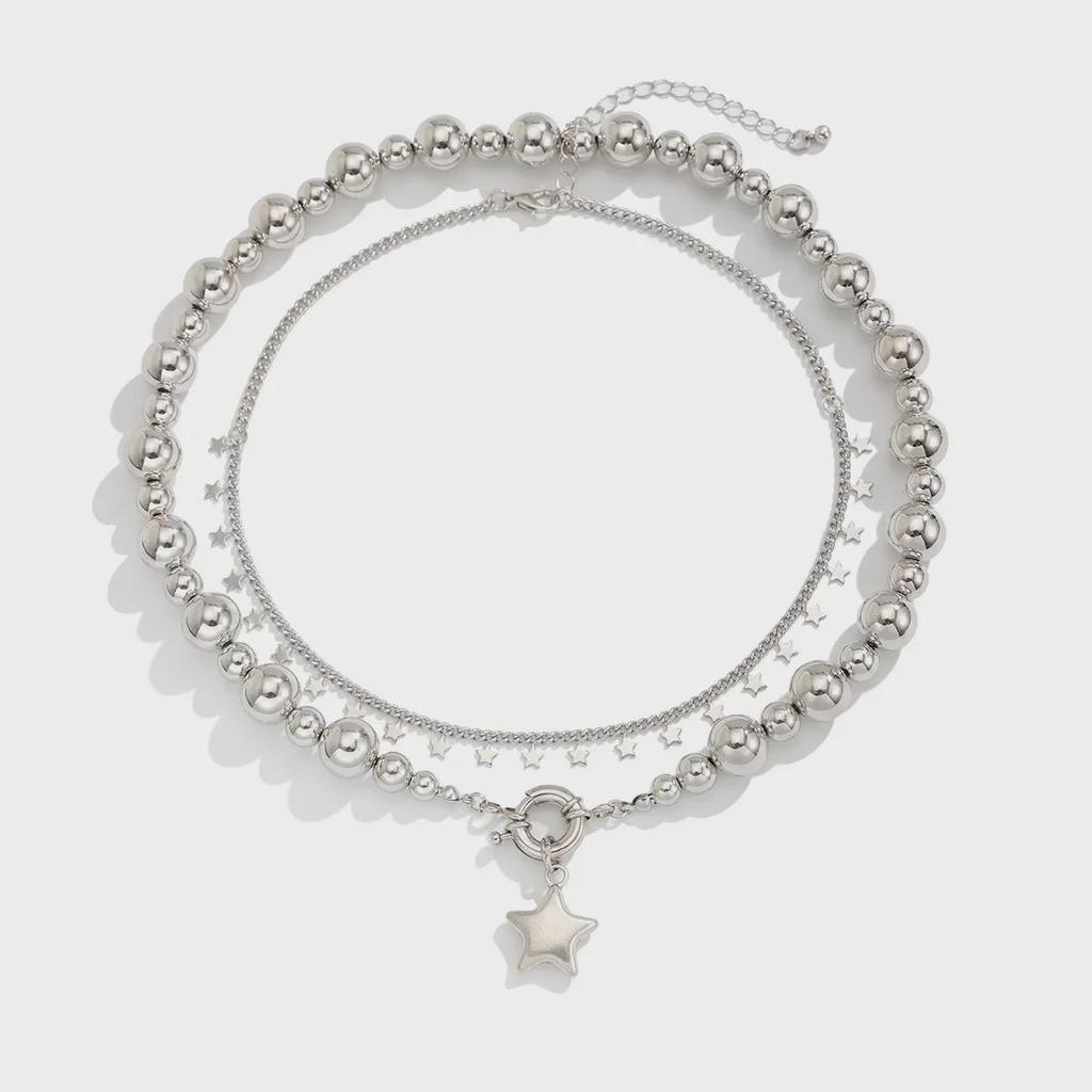 Stylish Star Alloy Pendant Necklace with CCB Beads - New Arrival
