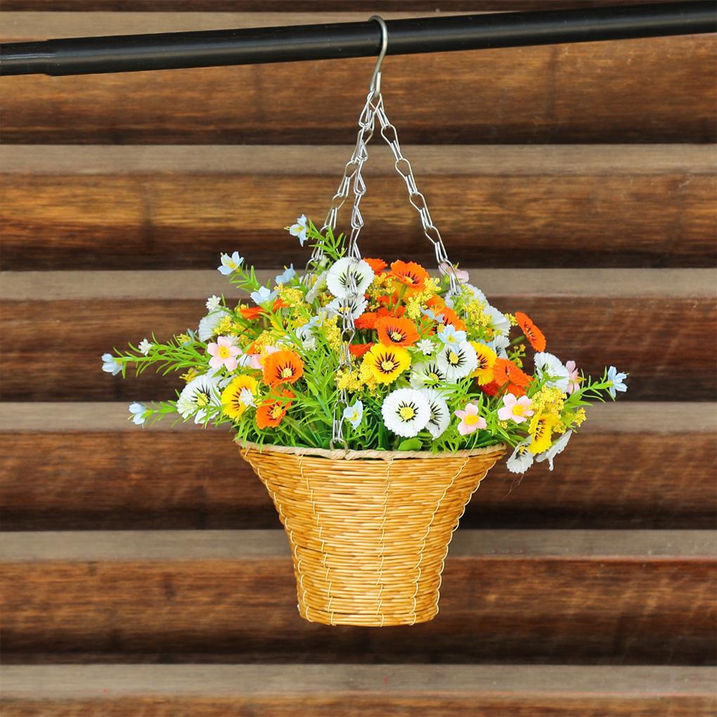New Artificial Hanging Flowers In Basket Silk Fake Flowers Chain Hanging Basket Flowerpot Wedding Home Party DIY Decoration