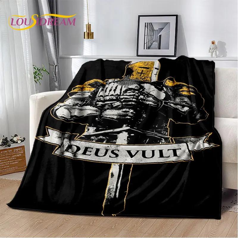 Cavalier Knight Templar Crusaders Game Měkká plyšová deka, flanelová deka Hodící deka do obývacího pokoje Ložnice Postel Sofa Piknik