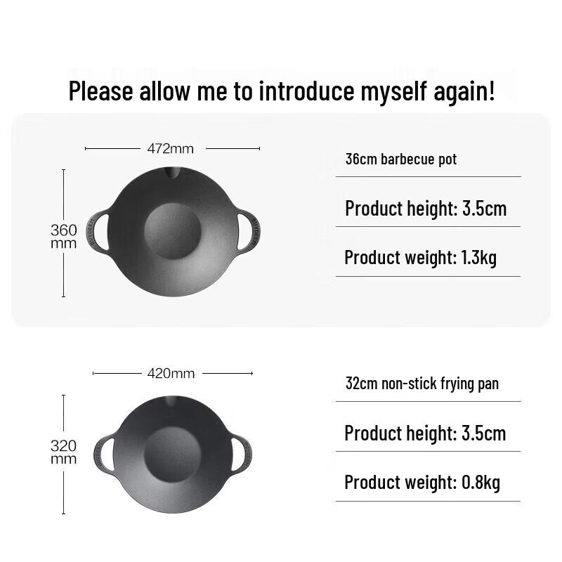 Buydeem 32cm Non-stick Grill Pan for Home & Camping