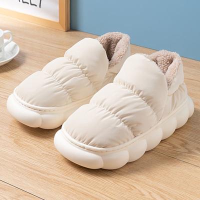 Pantofole invernali impermeabili calde da donna, pantofole con plateau in pelliccia di peluche, scarpe da casa in cotone per coppie, suola spessa antiscivolo