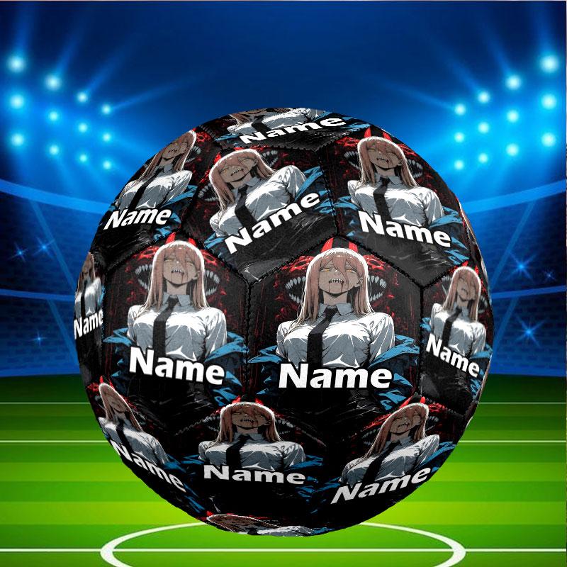 Custom Name Personalized Makima Chainsaw Man Print Size 5 Soccer Ball Training & Match Football, for Team, Kicking, Gift for Football Enthusiasts