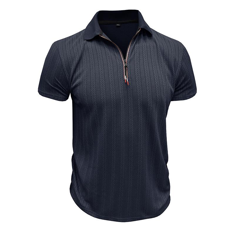 

Мужские рубашки поло с коротким рукавом, поло на молнии, футболки, повседневная приталенная футболка с воротником для мужчин, летние легкие спортивные рубашки для работы в деловом стиле для гольфа XXL королевский синий