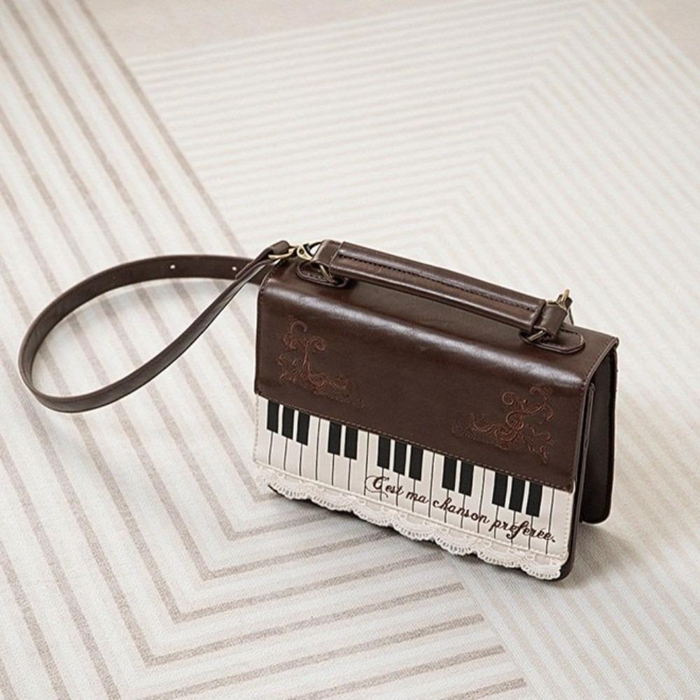 Vintage Piano Shoulder Bag Leather Transparent Ita Backpack Cute Square Crossbody Bag  Women Small Backpack