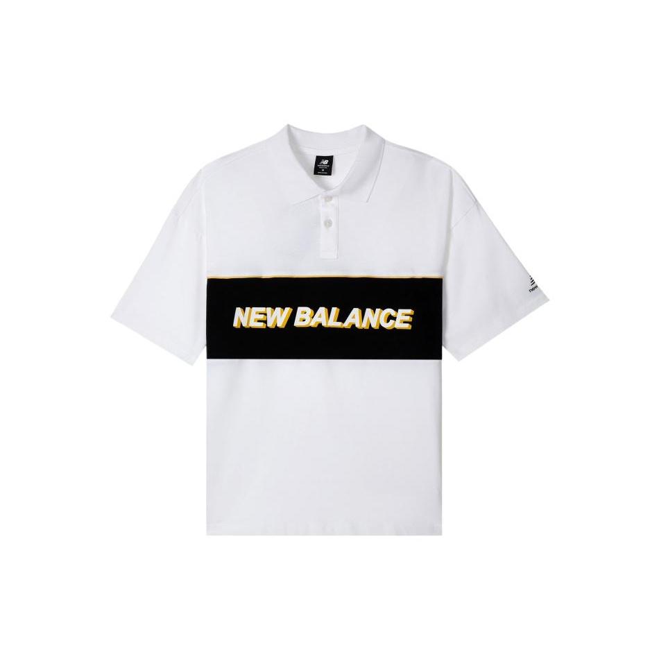 New Balance Logo Print Polo T-Shirt Asia Sizing White Black Men s AMT12376-WT M
