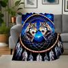 Dream Catcher with Wolves - Handmade Native American DecorBlanket Flannel Throw Blanket for Sofa, Bed, Travel, Camping, Office, Couch, Chair