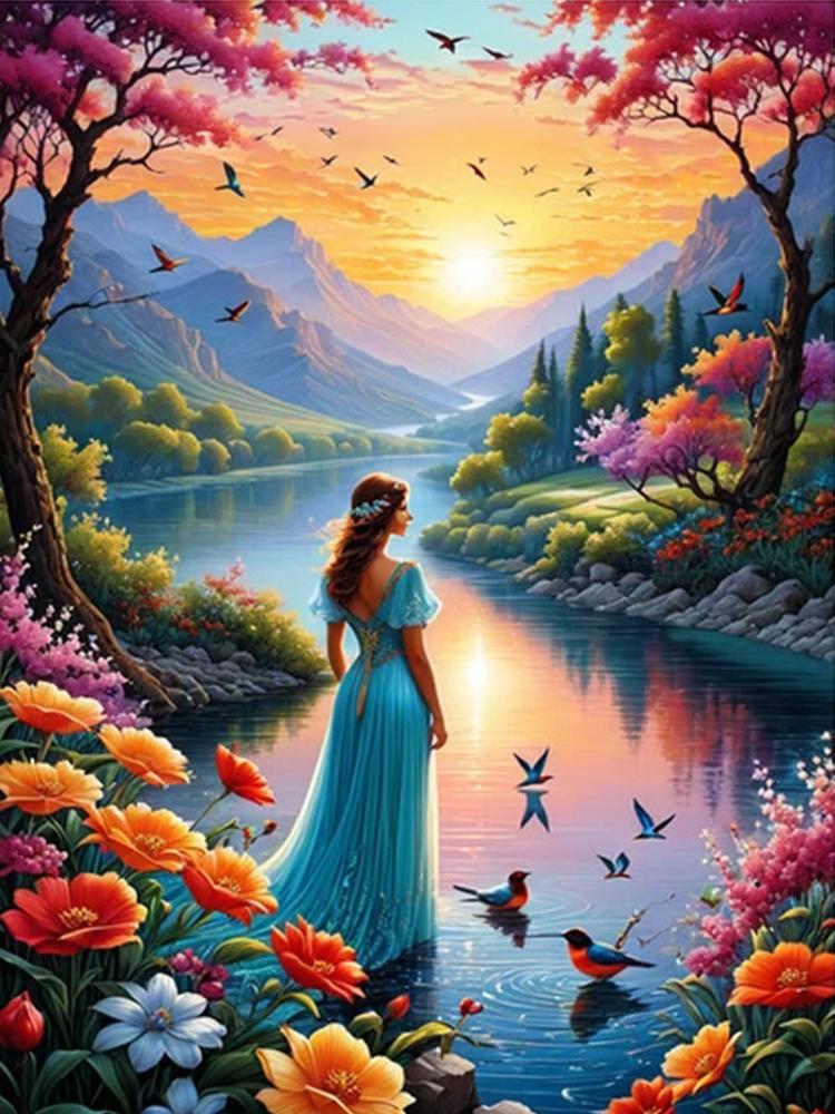 Beautiful Woman 5D Diamond Painting Sales Full Square Round Diy Jewelry Embroidery CrossStitch Embroidery Portrait Home Art