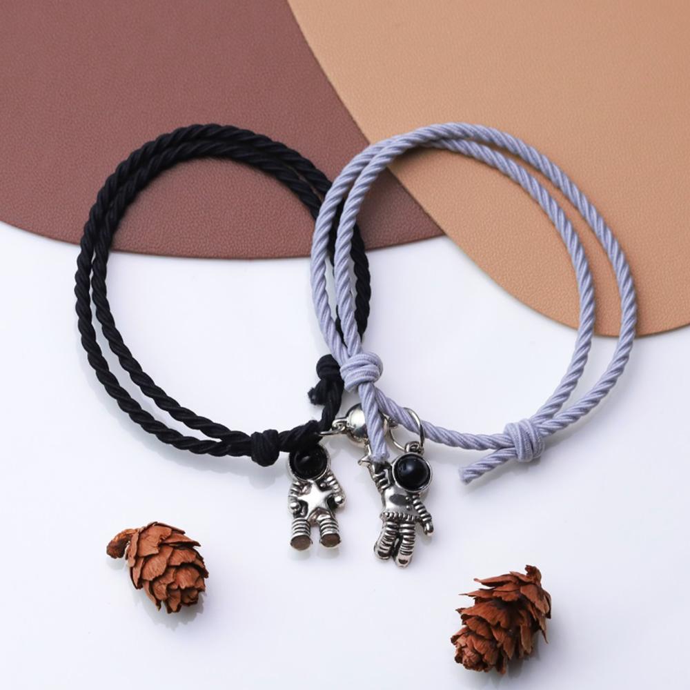Band Couple Bracelet Magnet Paired Rubber for Lovers Distance Bracelet Women Men Braided String Bracelet Friendship Jewelry Gift