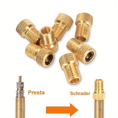 5/10pcs Bicycle Presta To Schrader Adapter Bike Tire Valve Adapter Copper Golden Bicycle Pump Tire Valve F/V To A/V Converter