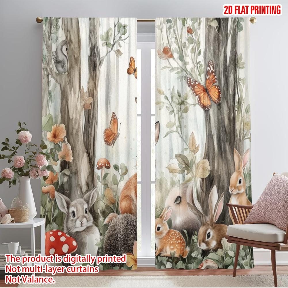 

2pcs,2D plane printing Curtain Popular Forest Friends Versatile Durable Polyester (without rod) Decorations Outdoor Perfect for 52.50×116.00 CM 2pcs