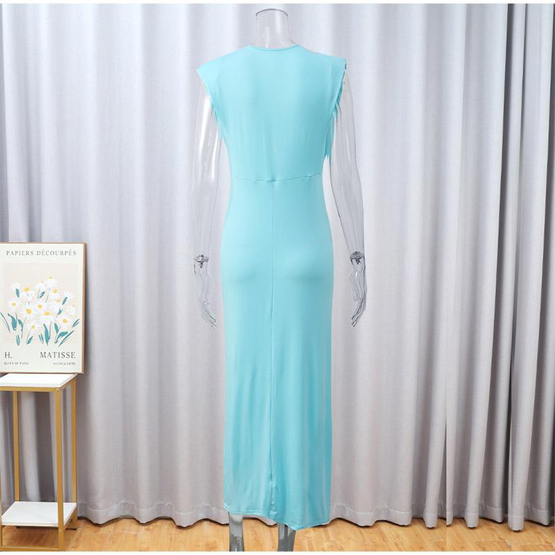 

Женское сексуальное платье с глубоким V-образным вырезом и разрезом, элегантное однотонное платье без рукавов с запахом и кисточками на бедрах, длинное платье, шикарные женские вечерние платья L зелёный