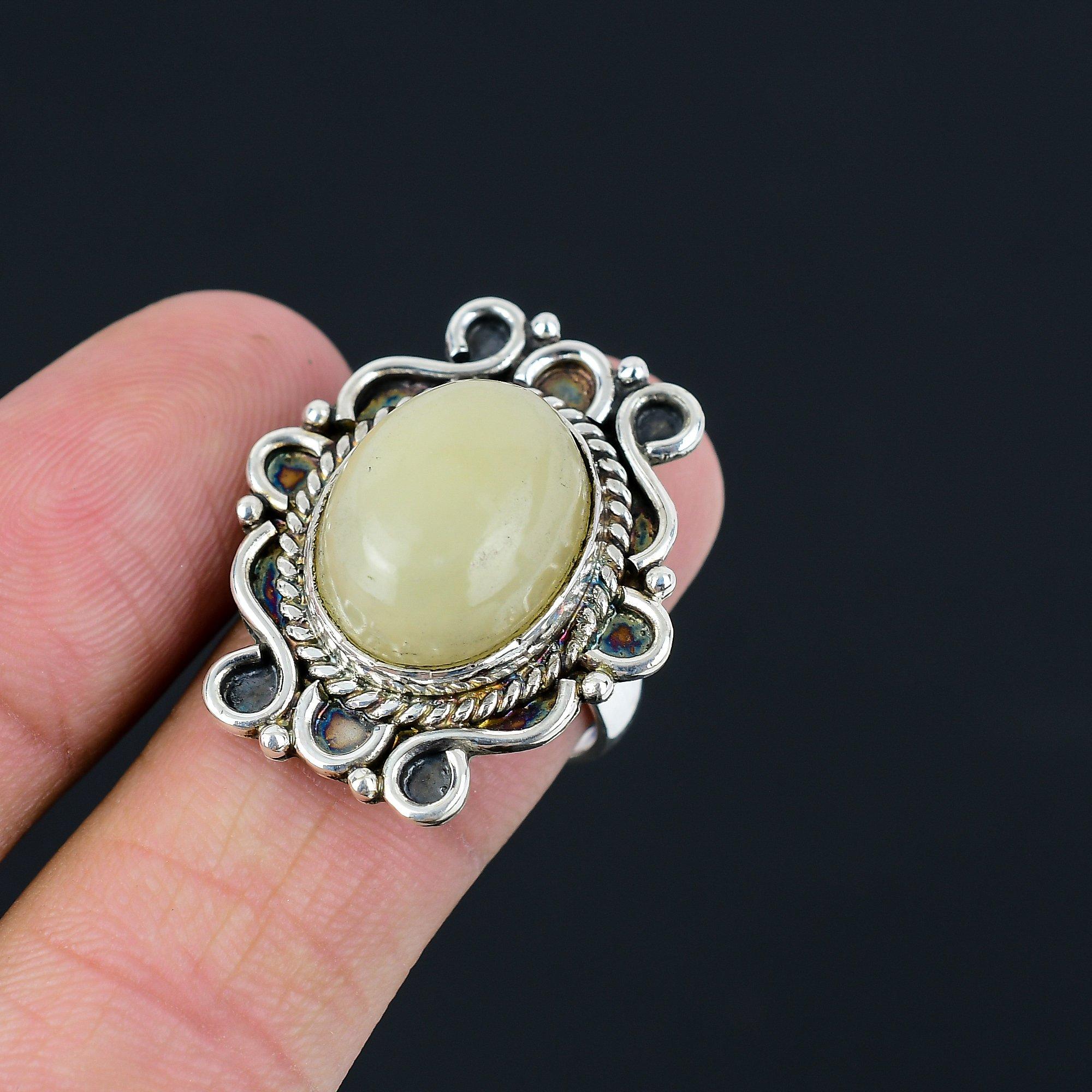 Daughters Day Sale Natural Rainbow Moonstone Statement Ring Jewelry 925 Silver 9