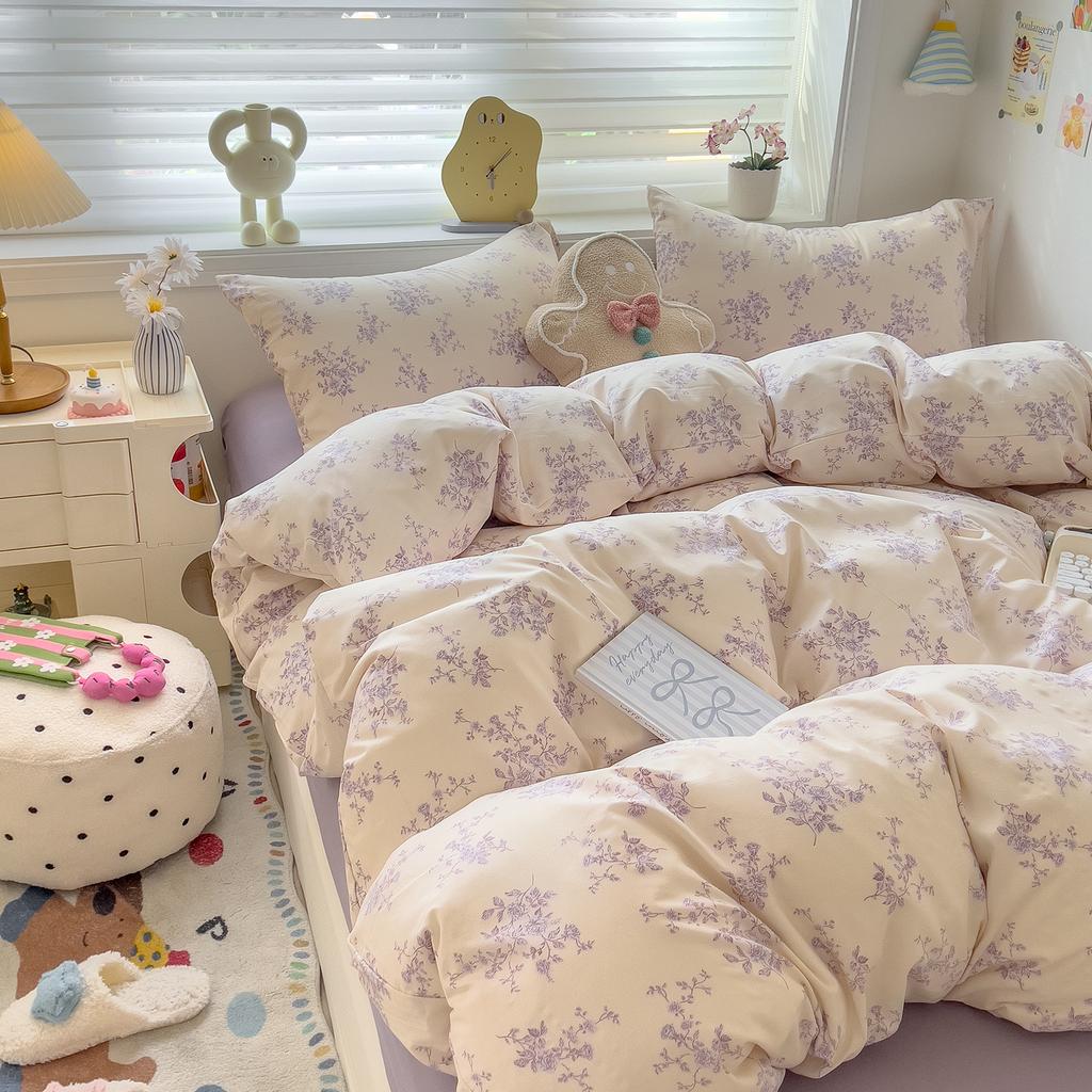 Class A Maternal And Infant Grade Double-Layer Yarn Four-Piece Set, Mattress, Bed Sheet Quilt Cover, Washed Cotton 3Pcs Set, Dormitory Bedding