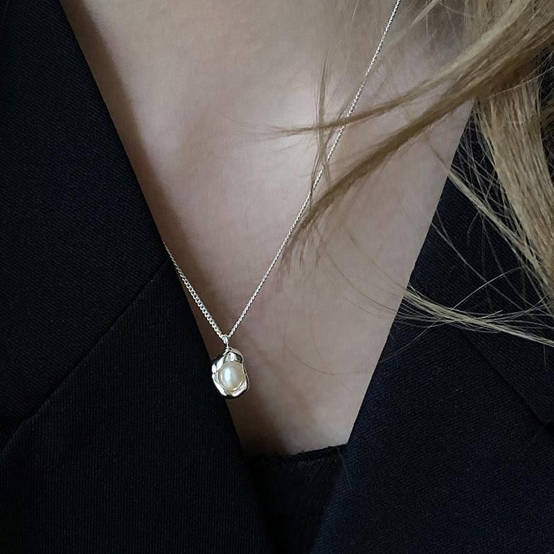 PANJBJ 925 Sterling Silver Irregular ShellNecklace for Women Minimalism Fashion Design Trend Sweet Jewelry Gift Dropshipping