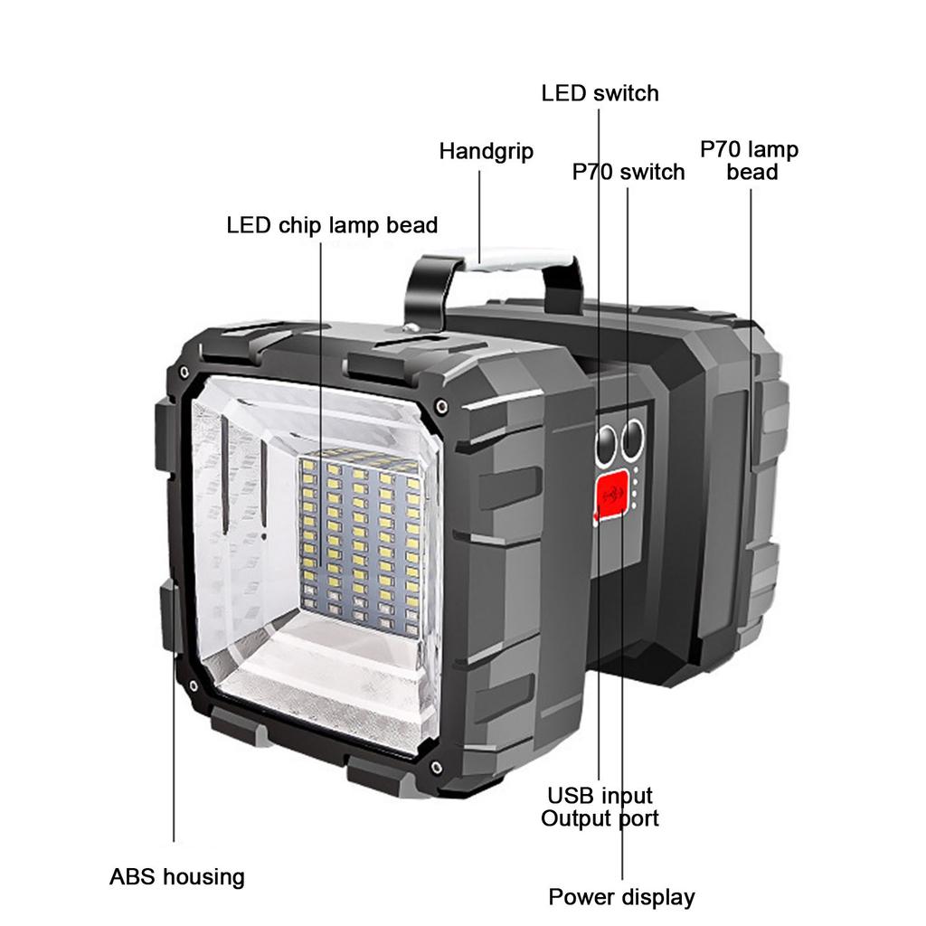 (Tolles Zuhause)P70 45LED helle wasserdichte USB-LichtDoppelkopf-Suchscheinwerfer-Handtaschenlampe