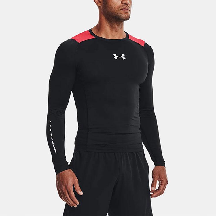 Under Armour Logo Color Block Long Sleeve Compression Shirt Men tops Black 1370661-001