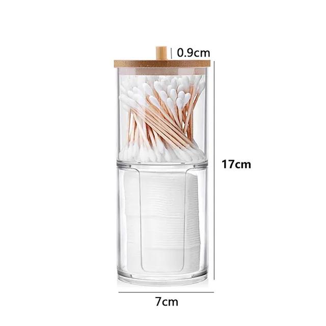New Makeup Cotton Pad Organizer Storage Box For Cotton Swabs Rod Cosmetics Jewelry Bathroom Qtip Container with Bamboo Lid